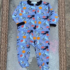 Baby Steps Light Blue Sports-Print Footed One-Piece